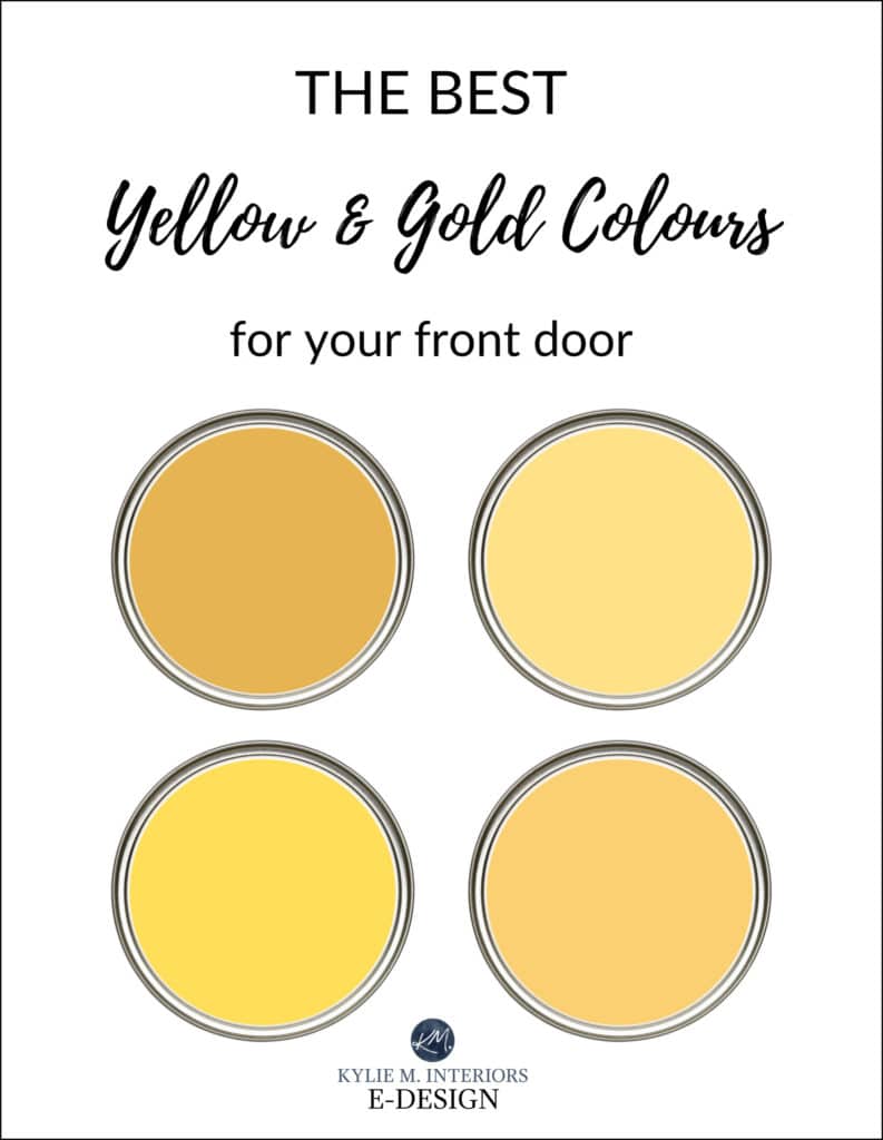 The best yellow gold paint colours for the front door exterior. Kylie M Interiors Edesign, online virtual paint color consulting services