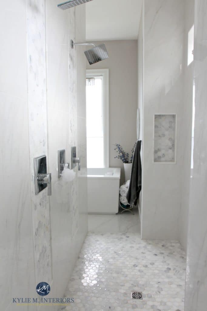 walk-in-shower-in-master-ensuite-bathroom-marble-hexagon-floor-accent-tile-walls-with-double-shower-head-and-rainshower-kylie-m-interiors-decorating-and-design-edecor