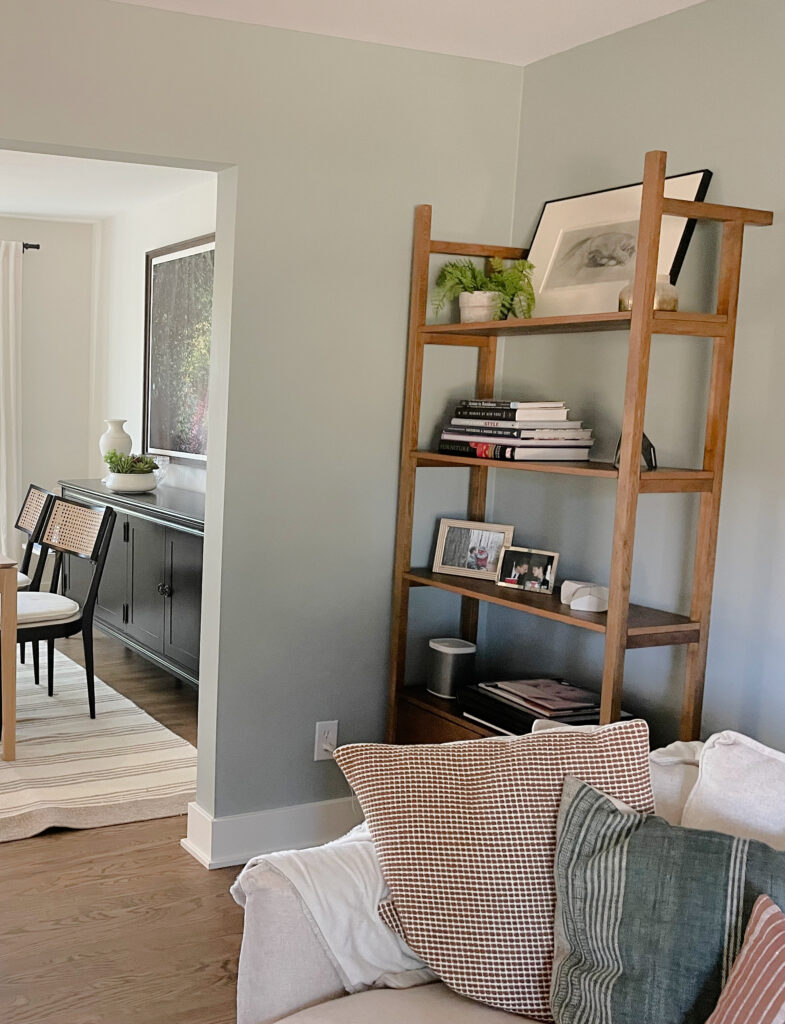 Benjamin Moore Imperial Gray, best green blue gray paint colour in living room, Kylie M Edesign client photo