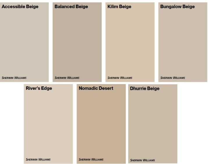 best beige and tan paint colors, warm neutrals, SAMPLIZE PEEL AND STICK and Kylie m. Benjamin and Sherwin