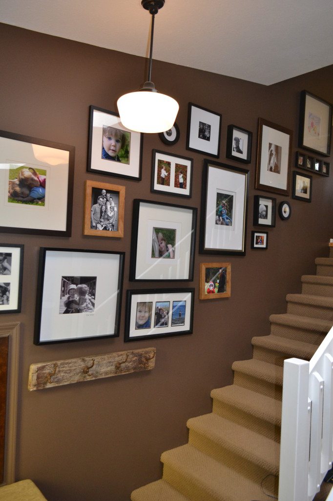 photo display in stairwell or stairway