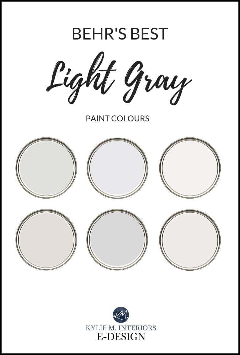 Paint colour reviews, Behrs best light gray paint colors. Kylie M Interiors edesign, edecor, online paint colour advice and consulting virtual