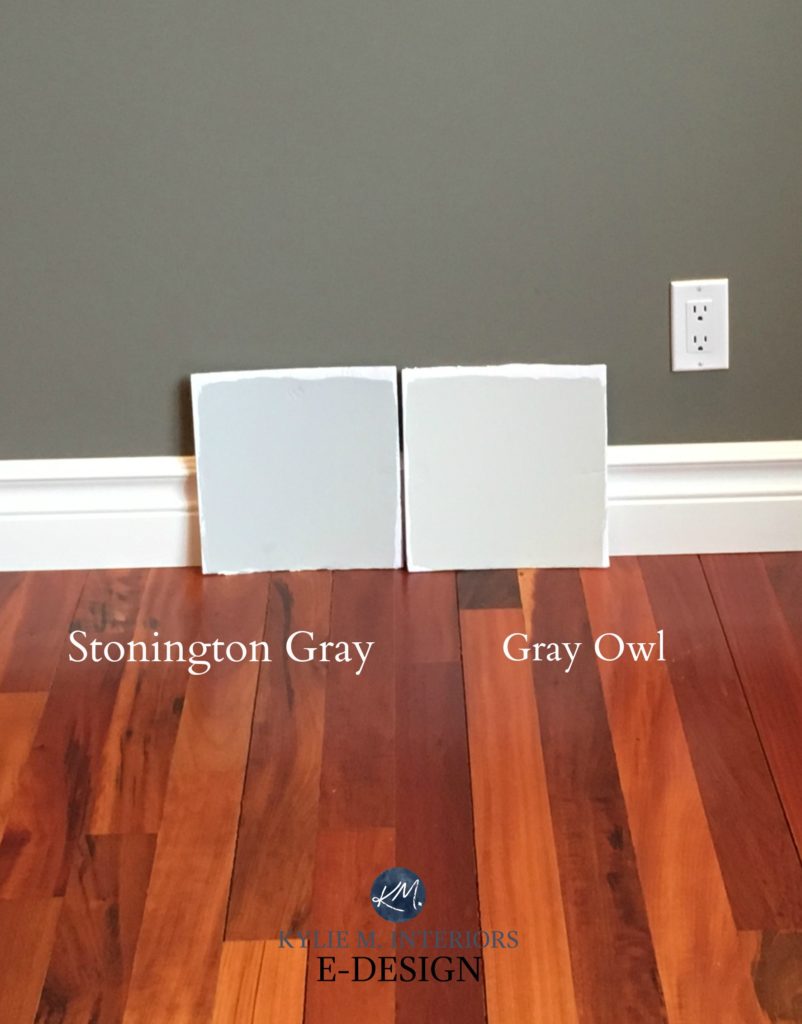 Stonington gray and Gray Owl. colour review undertones. Kylie M Interiors Edesign online