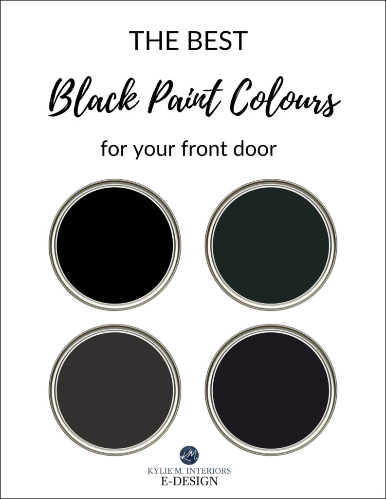 The best black front door paint colours exterior. Kylie M Interiors Edesign, online paint colour consulting. Benjamin and Sherwin